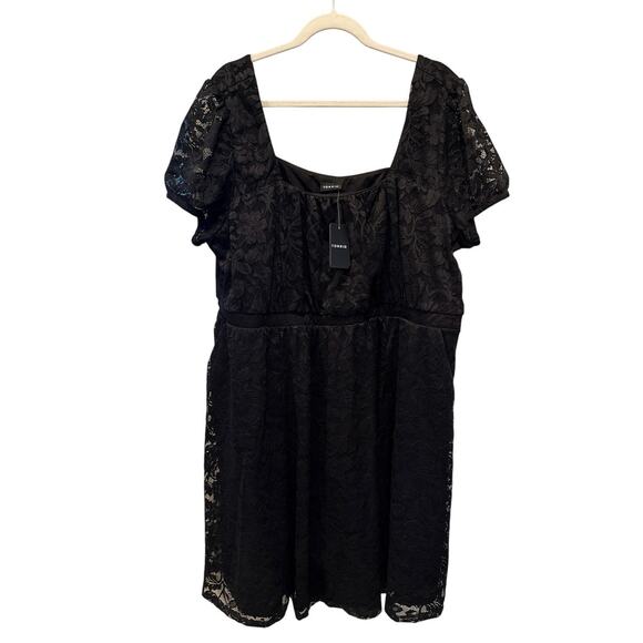 NEW Torrid Black Lace Babydoll Dress Size 3X Knee Length Whimsigoth Puff Sleeve - Picture 3 of 12